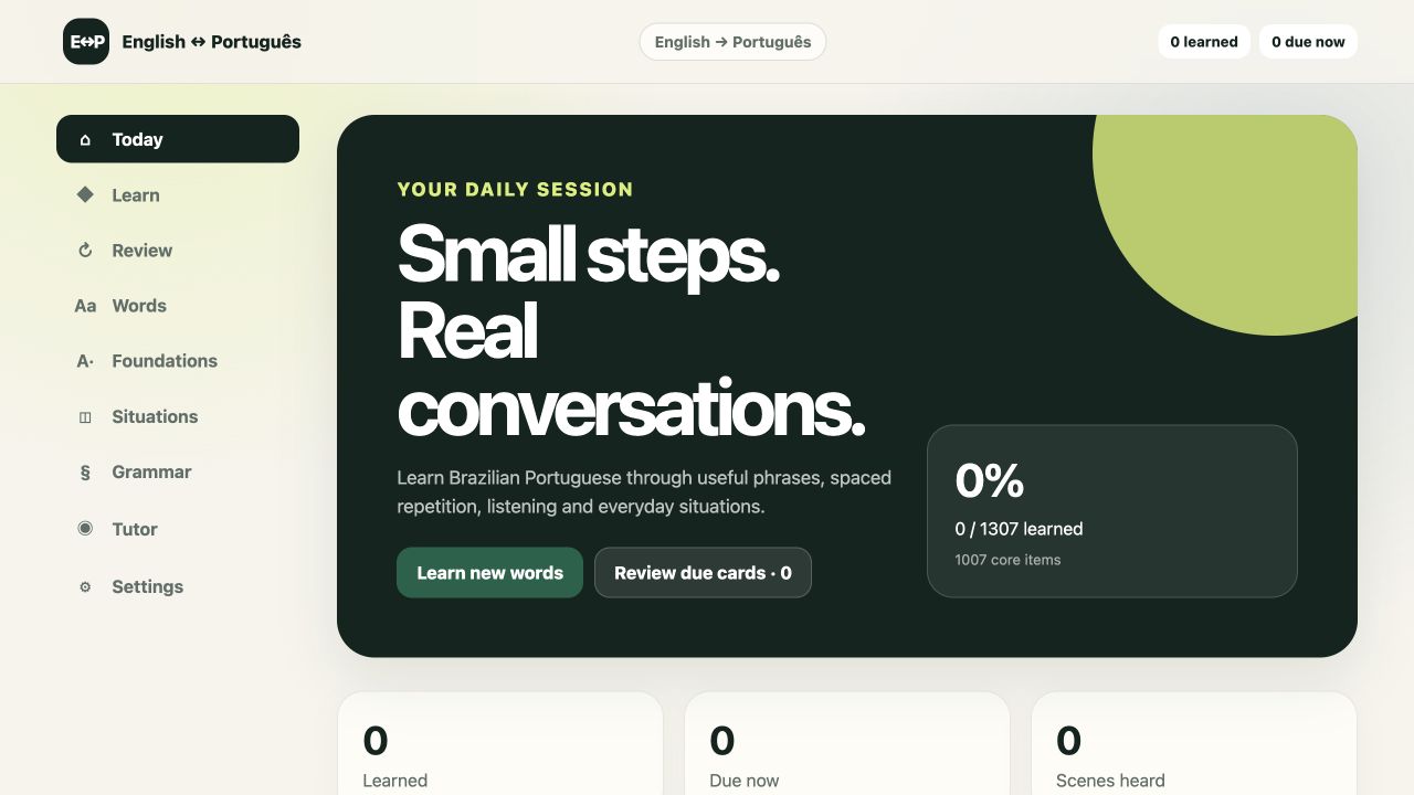 English ↔ Português, project preview
